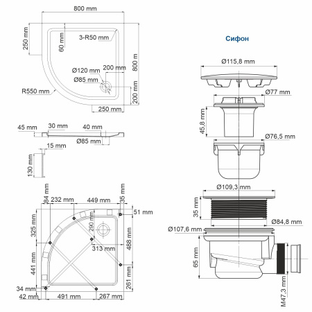 Душевой поддон WasserKRAFT Isen 26T00
