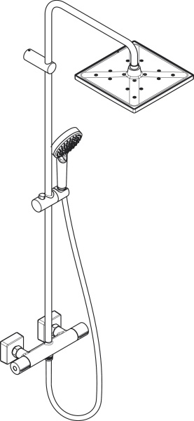 Hansgrohe Vernis Shape Душевая система Showerpipe 240 1 jet EcoSmart с термостатом черный матовый 26429670