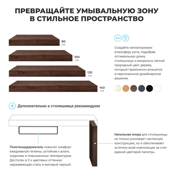 Раковина 65 см со столешницей 140 см Wellsee Eclatant 2.0 201013387 в наборе 10 в 1: столешница, раковина, смеситель, сифон, донный клапан, угловые вентили, аксессуары (цвет матовый черный)