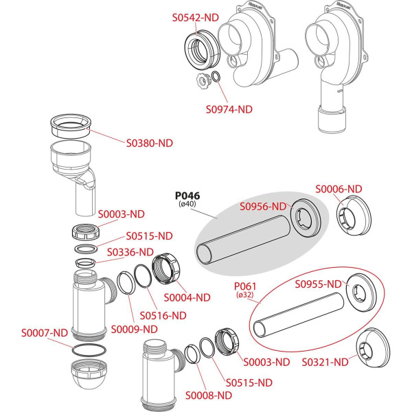 Cифон для писсуара Alcaplast горизонтальный, A45B