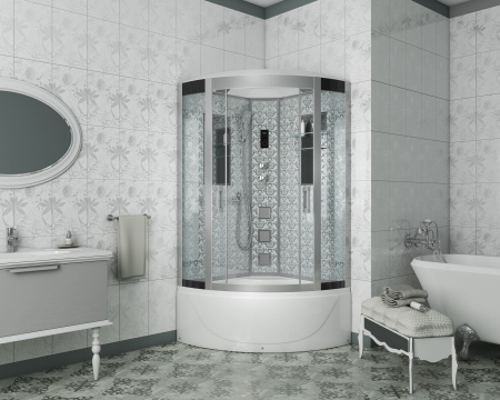 Душевая кабина Niagara Luxe NG-7710W 100x100x215, высокий поддон, стенки белые