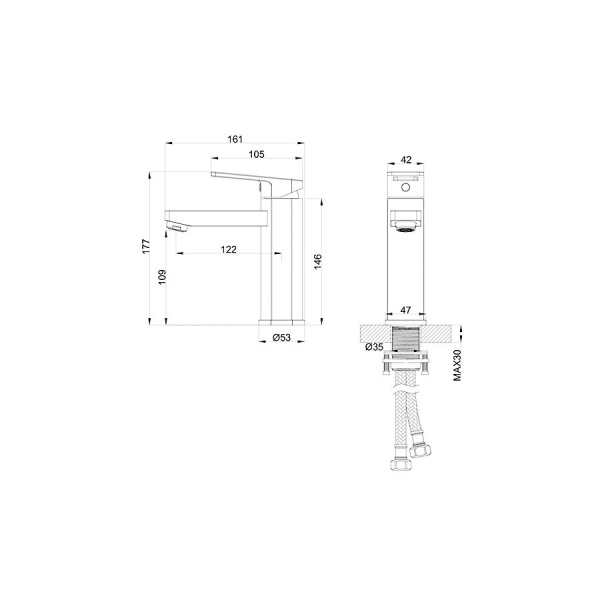 Смеситель для раковины WONZON & WOGHAND, Брашированное золото (WW-88139010-BG)