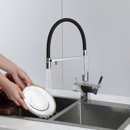 Смеситель для кухни с гибким изливом и подключением фильтра GAPPO G4395-50, хром