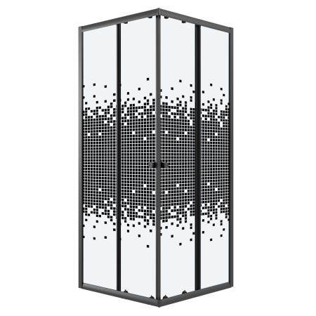 Душевое ограждение Niagara Eco NG-1008-14QBLACK (80х80х190) квадрат,раздвижное,черный,стекло мозаика