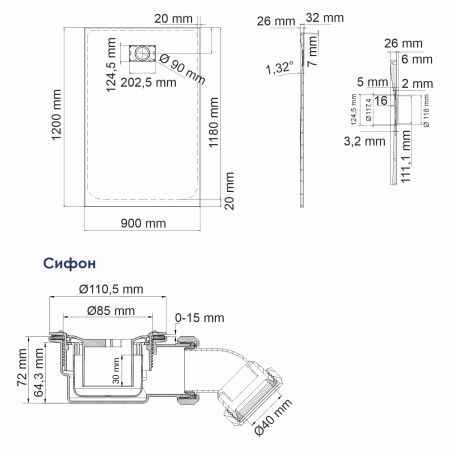 Душевой поддон WasserKRAFT Main 41T07