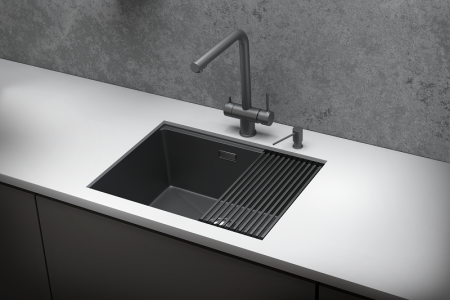 Мойка для кухни Granula Kitchen Space 6045U графит матовый, 60х44,5 см, прямоугольная