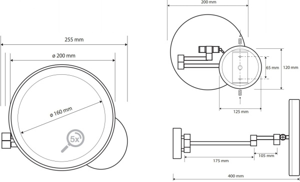 Косметическое зеркало Bemeta Dark 112101140