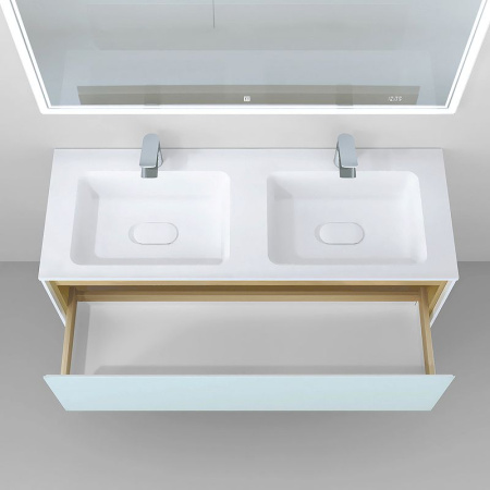 Тумба под раковину Jorno Glass 120 Gla.01.122/P/W белый глянец