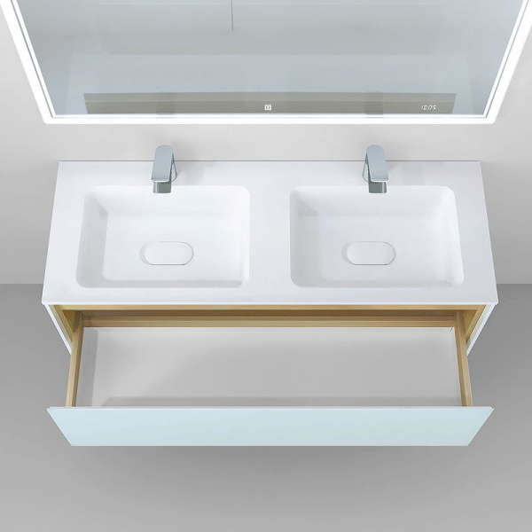 Тумба под раковину Jorno Glass 120 Gla.01.122/P/W белый глянец