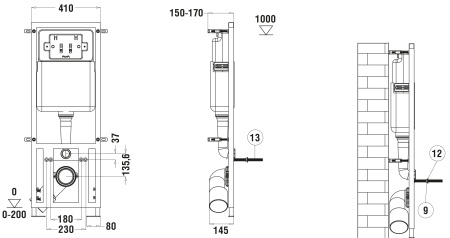 Унитаз с инсталляцией WeltWasser MARBERG 410 + NESENBACH 004 GL-WT + MAR 410 SE