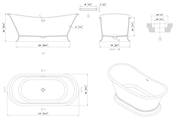 Ванна из искусственного камня Allen Brau Krion Classic 170x75 2.35004.21 белый матовый