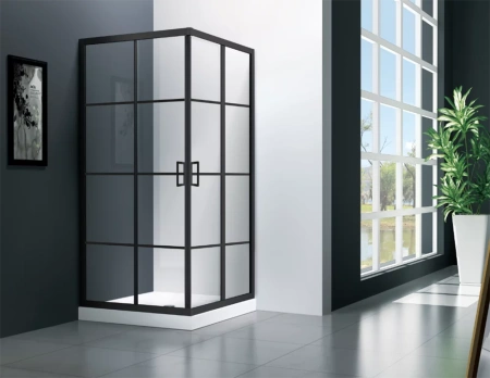 Душевой угол Veconi Rovigo RV-09, 800x800x1950, черный, стекло прозрачное