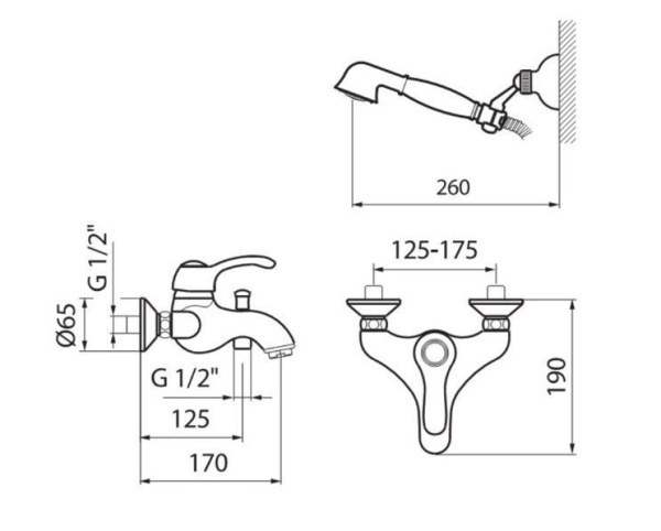 Смеситель для ванны и душа Webert Aurora AU850101017(153),хром-золото