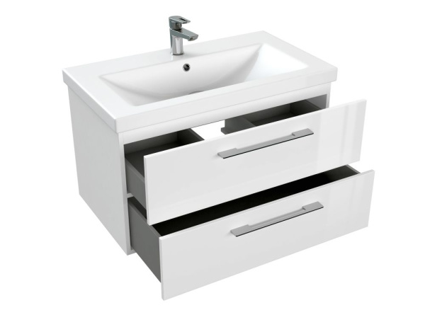 Тумба с умывальником подвесная Cersanit LARA 80 с COMO 80 белый, SB-SZ-LARA-CO80/Wh + S-UM-COM80/1-w