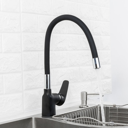 Смеситель для кухни с гибким изливом FRAP F4453-04, черный