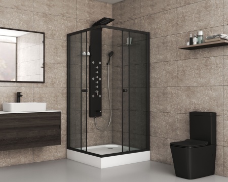 Душевой уголок Niagara Eco NG-009-14QT (90х90х195) низкий поддон(13см),черный,стекло тонированное,