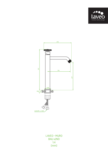 Смеситель для раковины Laveo Muro BAU_92ND графит