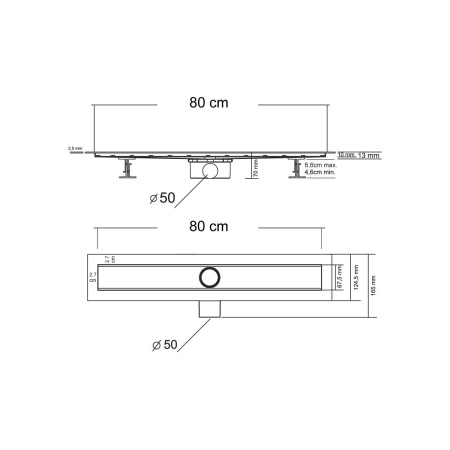 Душевой лоток Vincea SAY OPTIMA 601.80.B.M.S.BLOK, 80 см, матовый черный