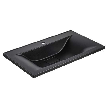 Тумба Vincea Mia 800 подвесная, 2 выкатных ящик soft close, V.Oak с умывальником VCB-3M800B из кварцевого камня, цвет черный