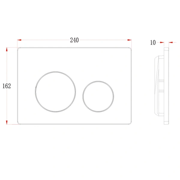 Кнопка смыва Veconi FLUSH V2, FLV2-GM, 240х162х10, пластик, оружейная сталь