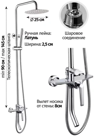 Душевая система Grocenberg GB7025 Хром