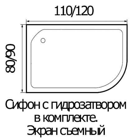 Поддон душевой Wemor 110/80/24 L ассимметрия 1100x800x240 мм