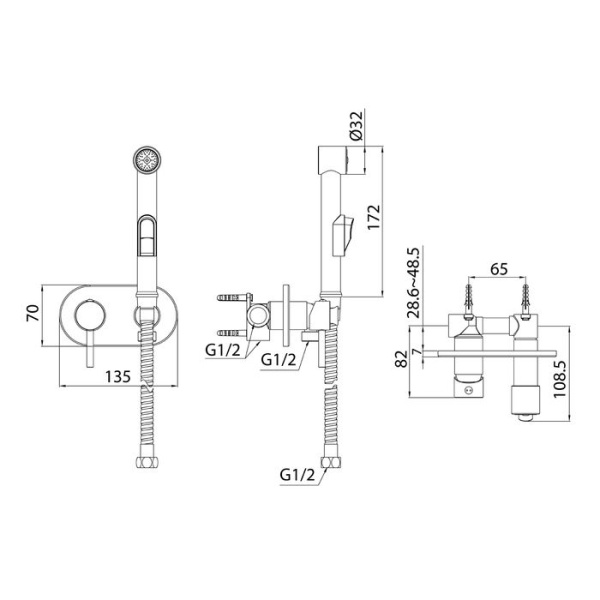 Смеситель с гигиеническим душем Milardo Tidy TIDSBR0M08