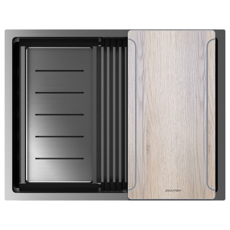 Мойка нерж. сталь NEXT-MULTI SINK 58 UNI, PM785845-GM, вороненая сталь,580х450мм, Paulmark