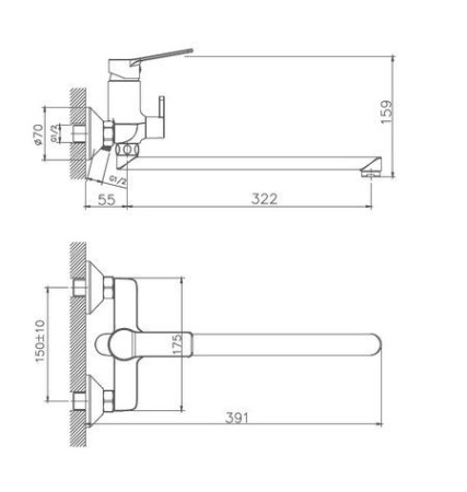 Смеситель для ванны Haiba HB22559
