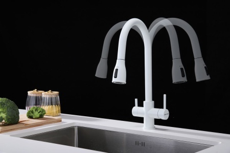 Смеситель для кухни LANGE, белый матовый, La214212-WH, Paulmark
