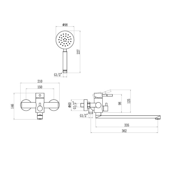 Смеситель для ванны Savol S-SUS4002, сатин