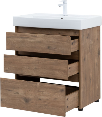 Тумба под раковину Aquanet Nova Lite 75 дуб рустикальный (3 ящика)