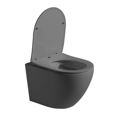 Унитаз подвесной Vincea Globo VT1-14SMA безободковый, цвет антрацит мат., ультратонкое сиденье soft-close