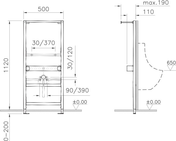 Система инсталляции для писсуаров VitrA 780-3800
