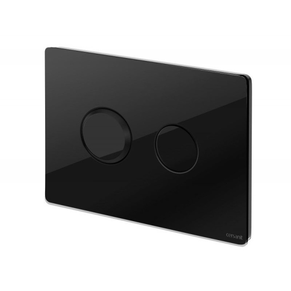 Кнопка Cersanit ACCENTO CIRCLE для AQUA 50 пневматическая стекло черный, P-BU-ACN-CIR-PN/Bl/Gl
