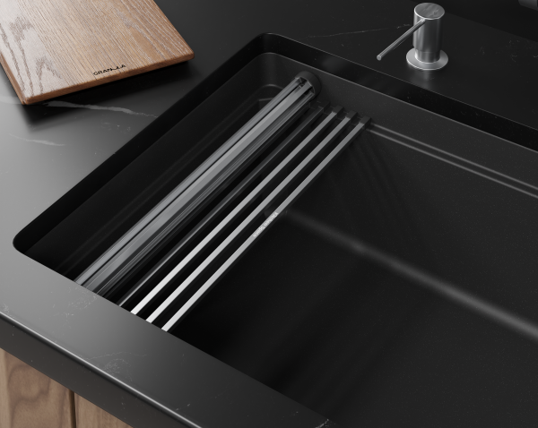 Мойка для кухни Granula Kitchen Space Rinzer 7309RU черный, 73х45 см, прямоугольная