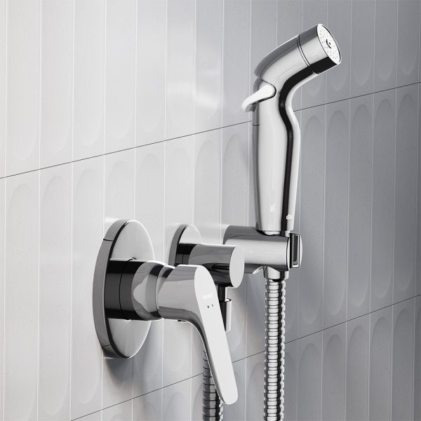 777510001 Jupiter Смеситель Damixa монтируемый в стену с гигиеническим душем, хром