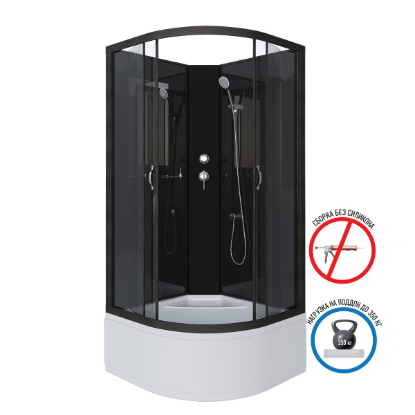 Душевая кабина Niagara Classic NG-6508-14BK 90х90х200, высокий поддон 40 см, стекло тонированное, алюм черный