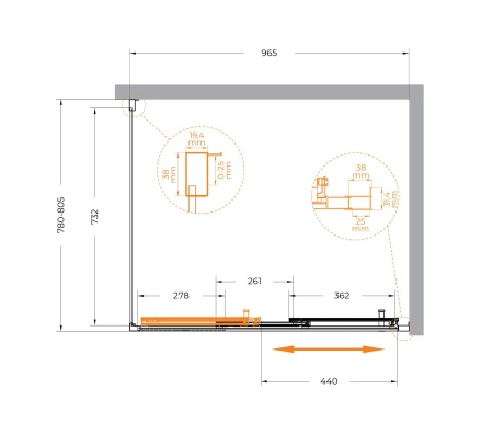 Душевой уголок CEZARES MOLVENO-AHF-31-100/80-C-CR-IV