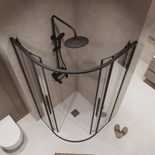 Душевое ограждение  Niagara Nova  NG-6826-34BLACK (90*90*195) полукруг, двери раздвижные