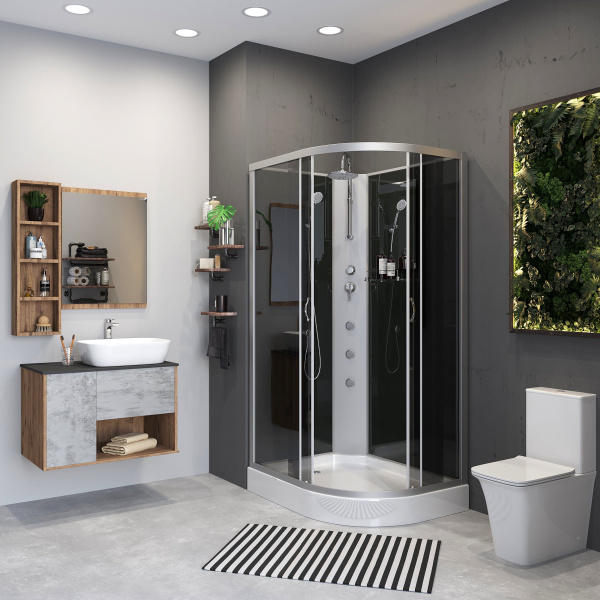 Душевая кабина Niagara Classic NG-3512-14LBKTG 120х80х210-240, низкий поддон 13 см, стекло тонированное