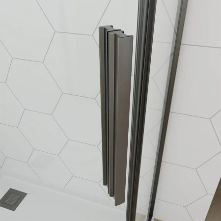 Душевой угол Veconi Ottimo P10 GR, 900x900x1900, графит брашинг, стекло тонированное матовое