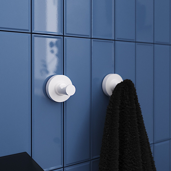 Настенный крючок для полотенец в ванную комнату Wellsee Finishing Touch 182520000, материал латунь, цвет белый. Выдерживает вес до 10 кг