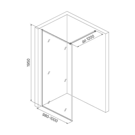 Душевая перегородка IDDIS Slide Walk In черный 100x195 см SLI8BS1i23