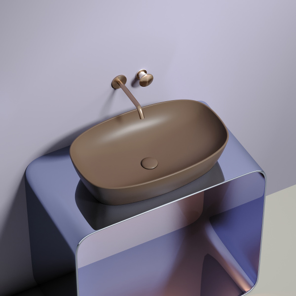 Умывальник Ceramicanova чаша накладная овальная (цвет Капучино Матовый) Element 600x380x138мм