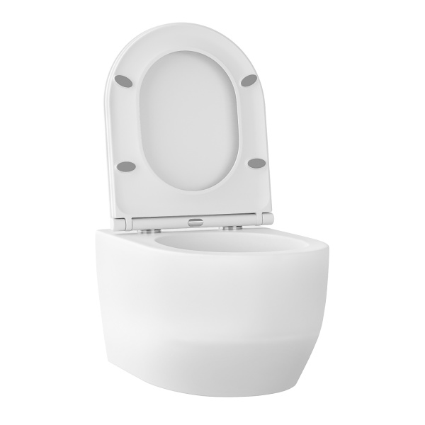 Безободковый подвесной унитаз в наборе 2 в 1: чаша подвесного унитаза, быстросъемное сиденье микролифт, цвет матовый белый Wellsee Croquis 182612001