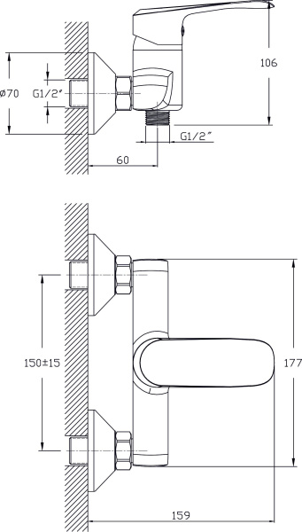 Смеситель для душа RUSH Gozo GZ3735-63
