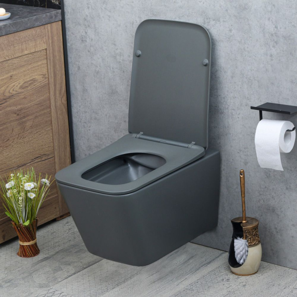 Унитаз подвесной безободковый MELANA MLN-310304MDG матовый темно серый