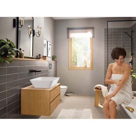 Hansgrohe Rebris E Встраиваемый смеситель для раковины настенный с изливом 19.5 черный матовый 72568670