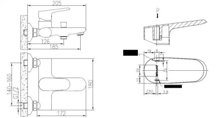 Смеситель для ванны Bravat Pure F6105161C-01
